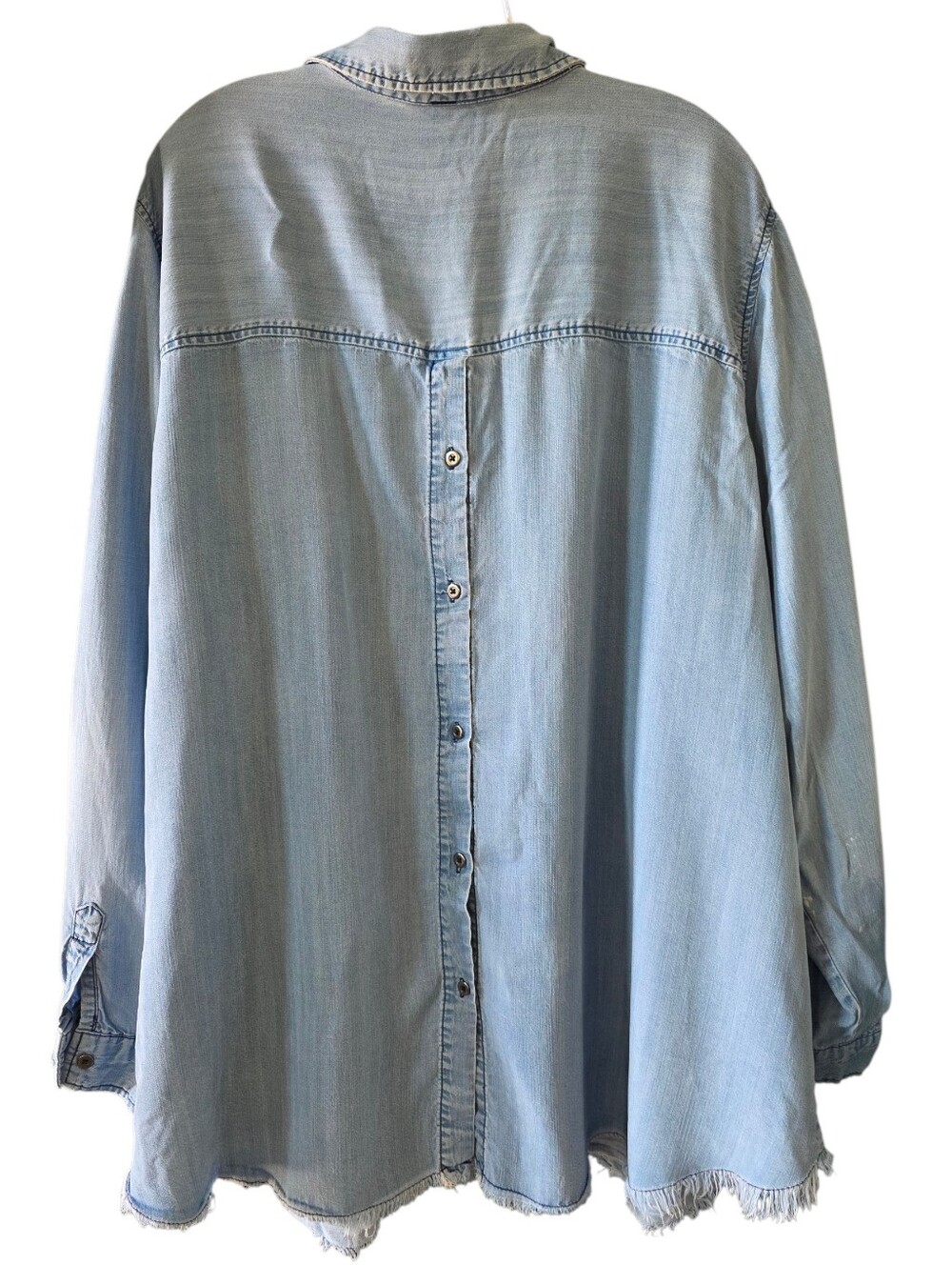 Woman Within Light Wash Floral Embroidered Tencel Shirt Size 2X - Picture 3 of 11